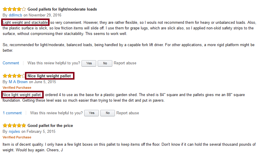 customer reviews of plastic pallet