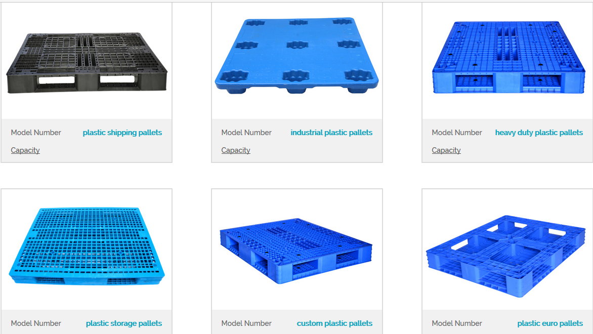 six different designs of HDPE plastic pallets