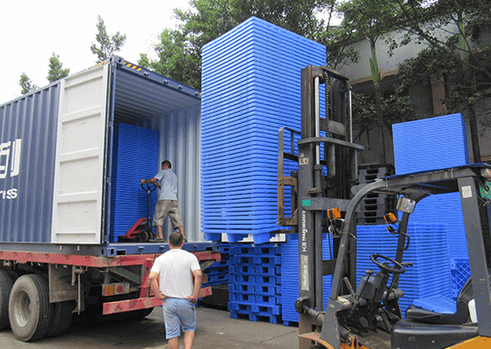 Loading plastic pallet ready for shipping